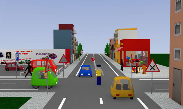 istock City view with traffic control by a policeman who still shows waiting. 913134684