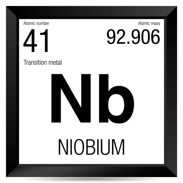 ilustraciones, imágenes clip art, dibujos animados e iconos de stock de símbolo del niobio. elemento número 41 de la tabla periódica de los elementos - química - niobium