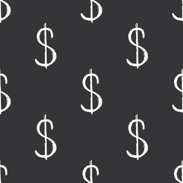 istock Dollar sign icon brush lettering seamless pattern, Grunge calligraphic symbols background, vector illustration 913144922