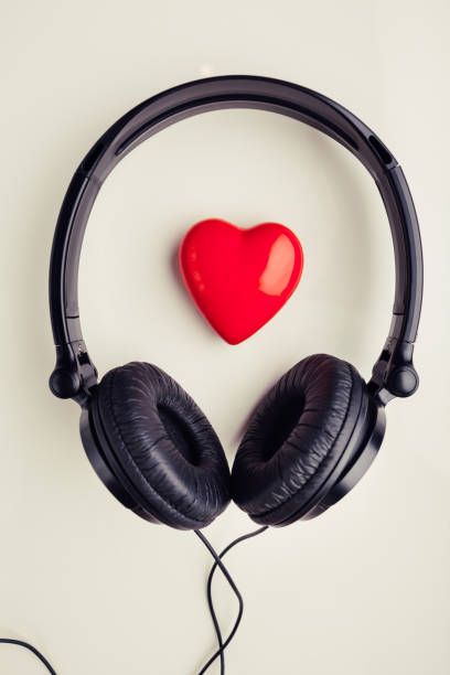 White headphones in heart shape