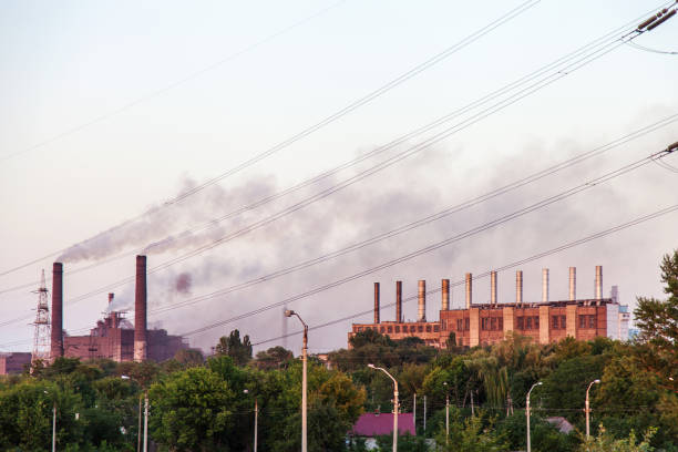istock Industrial landscape with power lines 913158374