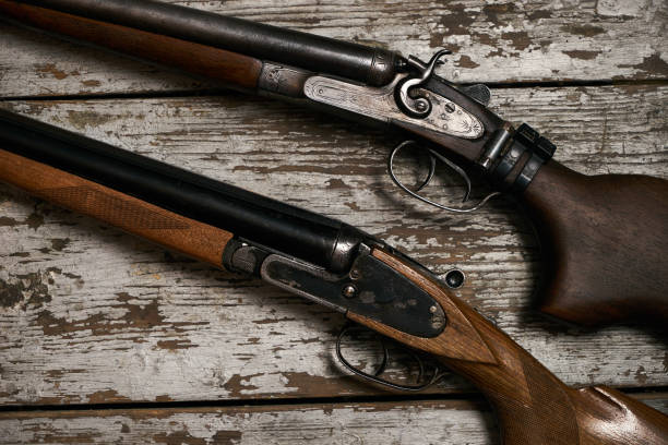 istock Two old antique shotguns rifle 913171654
