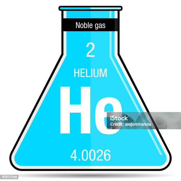 Element Number 2 Helium Symbol On Chemical Flask Element Number 2 Of The Periodic Table ...