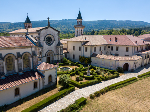 Aerial view of Jvari monastery in the city of Mtskheta in Georgia country