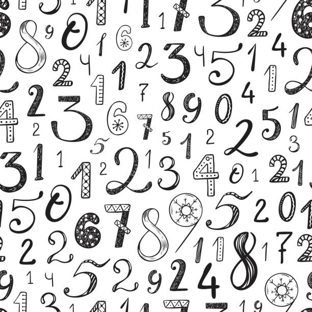 Hand Drawn Cartoon Doodle Numbers Seamless Pattern Mathematical Background  For Kids Back To School Black And White Scandinavian Style Stock  Illustration - Download Image Now - iStock