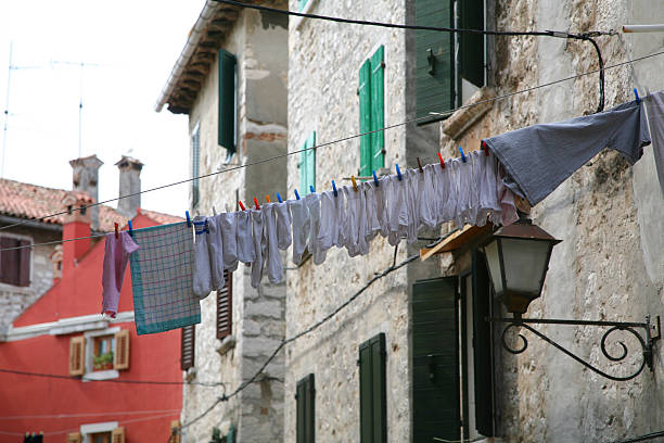 istock Clothline between two houses in Rovinj, Croatia 91318491