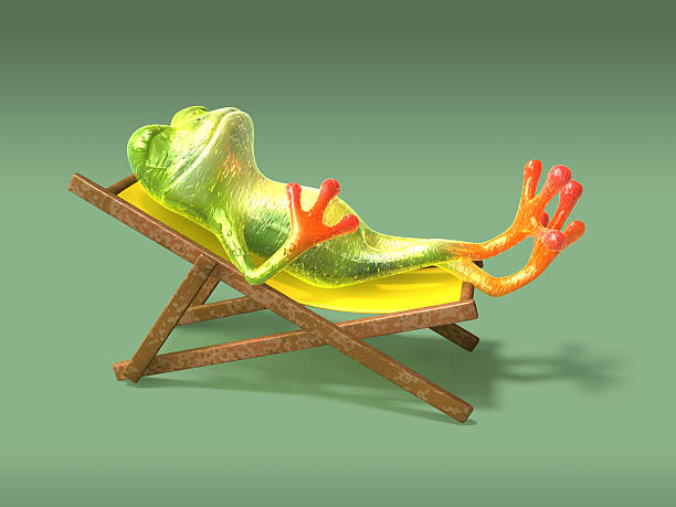 istock Frog relaxing in a longchair 91318518