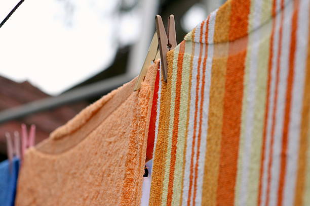istock Colourful towels on a washing line 91318623
