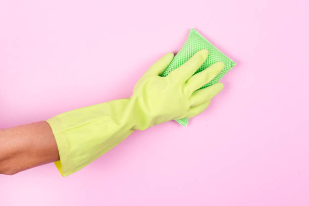 istock Cleaning with Dishwashing gloves and Dish sponge 913186256