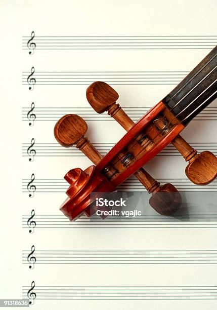 Music Sheet And Violin Stock Photo - Download Image Now - Blank, Sheet Music, Abstract