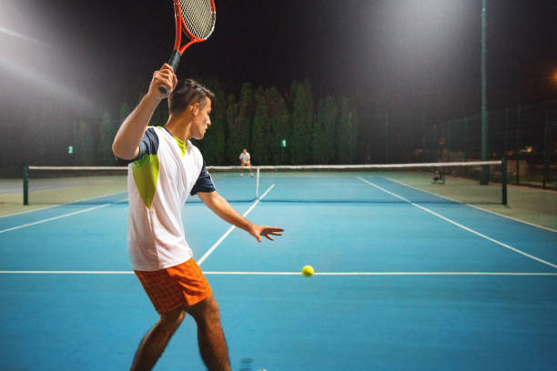 tennis - tennis court tennis racket forehand imagens e fotografias de stock