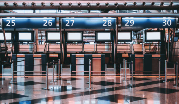 istock Check-in zone in modern airport terminal 913199672