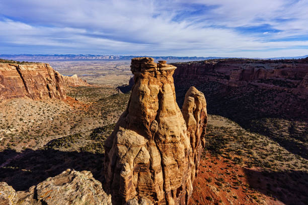 Rock Formations Canyon Country Fruita Colorado - Scenic red rock pillars of red sandstone with views toward the Book Cliffs.