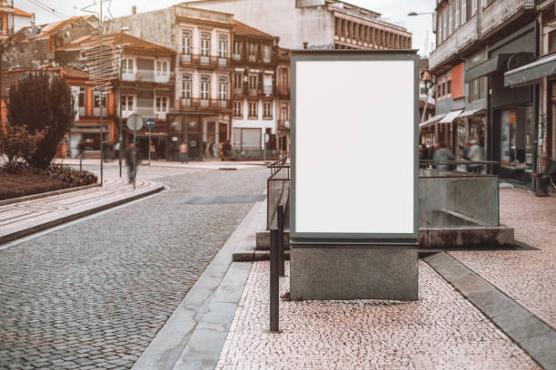 istock White empty informational banner mock-up on street 913199832