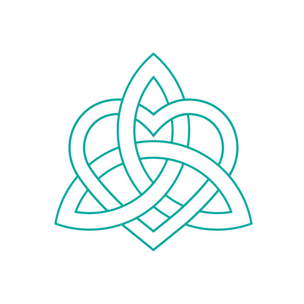 ilustrações de stock, clip art, desenhos animados e ícones de vector icon: celtic knot, triquetra cross or trinity symbol with heart shape. gaelic or celtic medieval style knotwork of holy trinity isolated. - english culture medieval church built structure