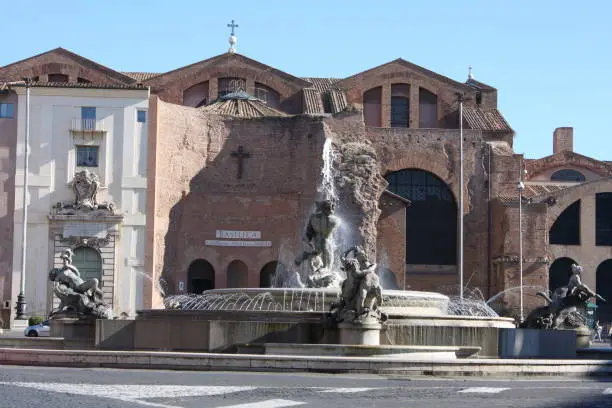 Photo of Fountain of the Naiads and Santa Maria degli Angeli e dei Martiri Basilica in Rome, Italy