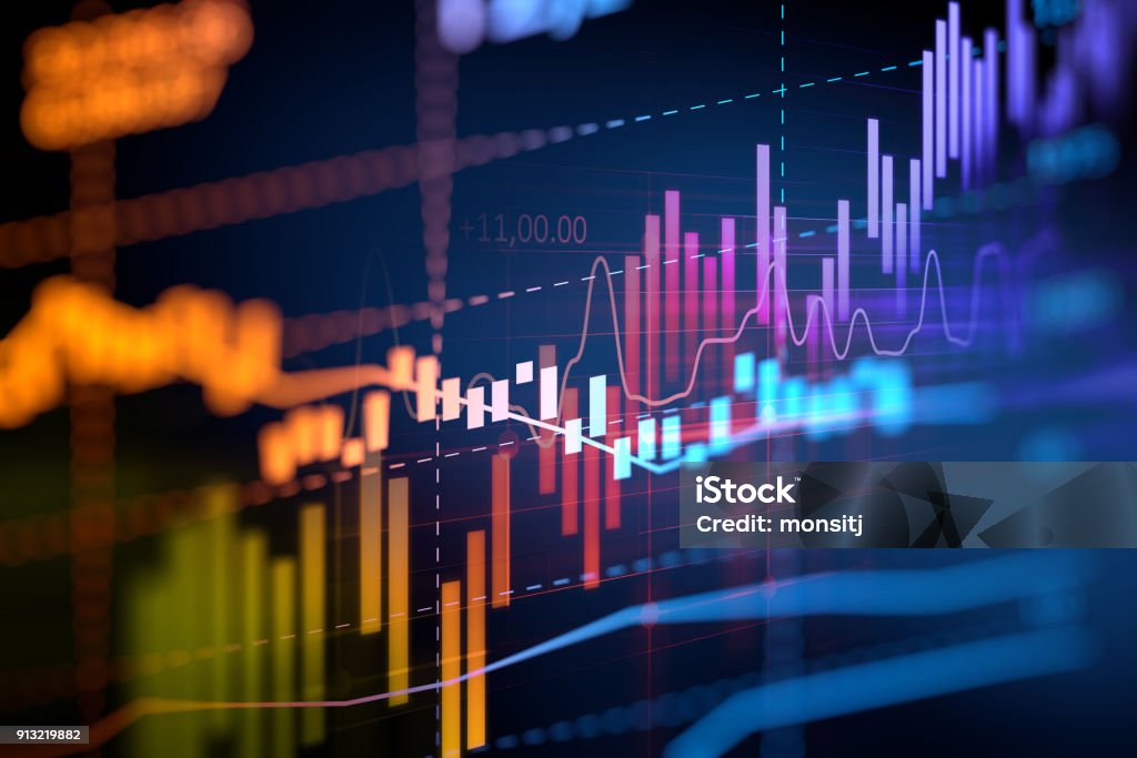 Finanzielle graph auf Technologie abstrakt Hintergrund - Lizenzfrei Börse Stock-Foto