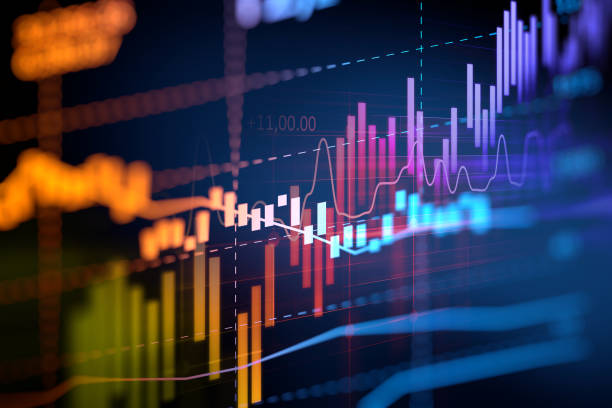 finanzielle graph auf technologie abstrakt hintergrund - data chart business graph stock-fotos und bilder