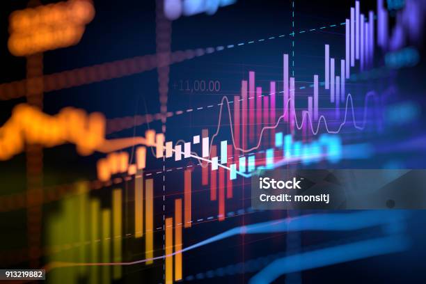 Financial Graph On Technology Abstract Background Stock Photo - Download Image Now - Stock Market and Exchange, Finance, Data