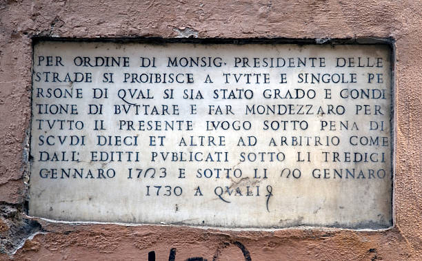 istock Old Inscription in Rome AD 1730 91322189