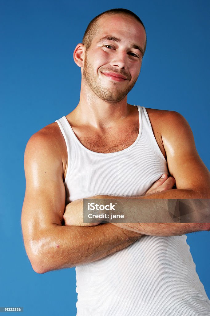 Uomo in blu - Foto stock royalty-free di Adulto