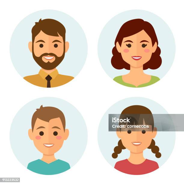 Family Avatars Stock Illustration - Download Image Now - Avatar, Boys, Emoticon