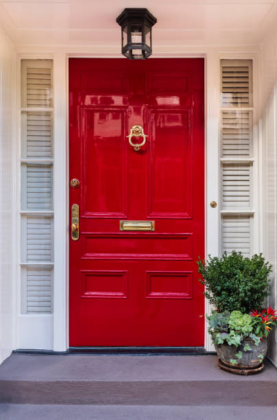 Front door that is red stock photo