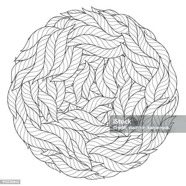 Seamless Pattern For Coloring Book Abstract Round Sea Wave Mandala Stock Illustration - Download Image Now