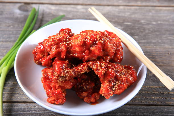 istock Deep fried chicken with spicy sauce 913234360