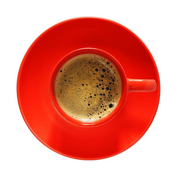 xícara de café vermelho - coffee top view imagens e fotografias de stock