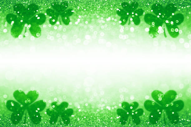St Patrick Day Shamrock Irish Lucky Green Background Backdrop Abstract green glitter sparkle confetti background for party invite, St Patrick’s Day luck, lucky Saint Paddy Irish texture, happy Pattys border, Celtic shamrock card pattern, Spring sale or backdrop irish culture photos stock pictures, royalty-free photos & images