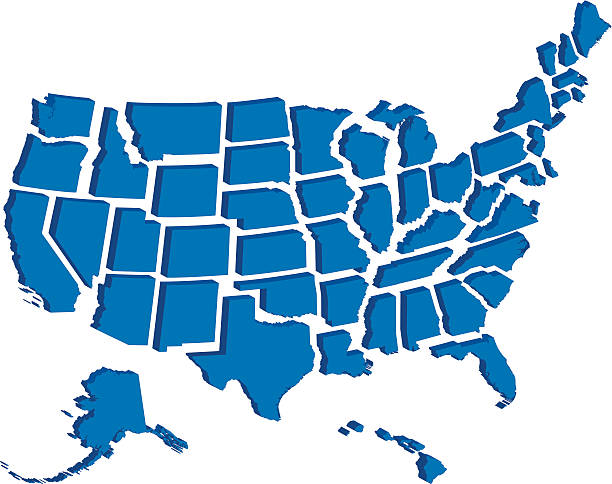 United States 3D Map  arkansas kansas stock illustrations