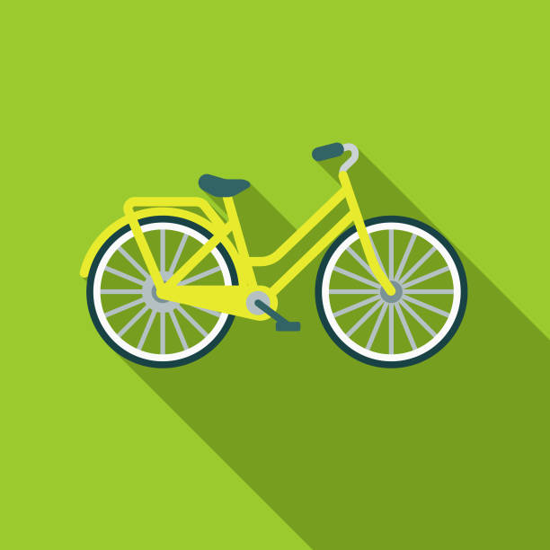 Bicycle Flat Design Environmental Icon A flat design styled shopping & e-commerce icon with a long side shadow. Color swatches are global so it’s easy to edit and change the colors. wheel illustrations stock illustrations