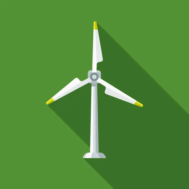 Vector illustration of Wind Turbine Flat Design Environmental Icon