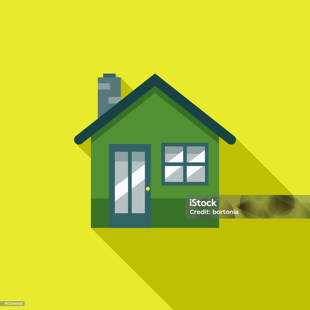 Green Home Flat Design Environmental Icon A flat design styled shopping & e-commerce icon with a long side shadow. Color swatches are global so it’s easy to edit and change the colors. Green Building stock vector