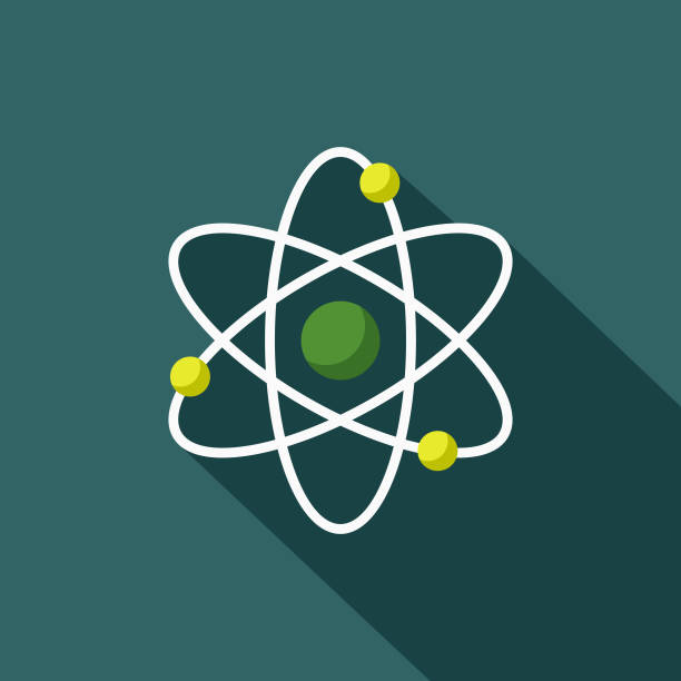 illustrazioni stock, clip art, cartoni animati e icone di tendenza di icona ambientale del design piatto atomo - atom nuclear energy physics science