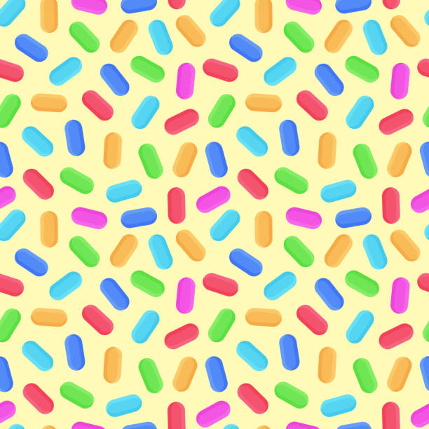 istock Colorful seamless pattern with pills. Medicament. Happy illustration. Confetti 913245758