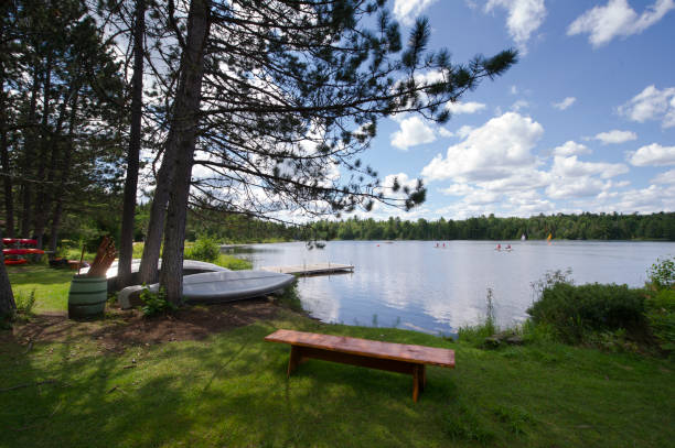 istock Bench facing a calm lake in Algonquin Park 913245926