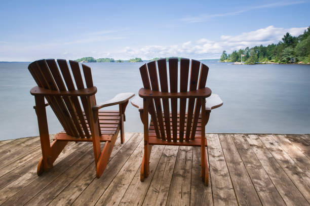 istock Adirondack chairs on a wood dock in Canada 913245986