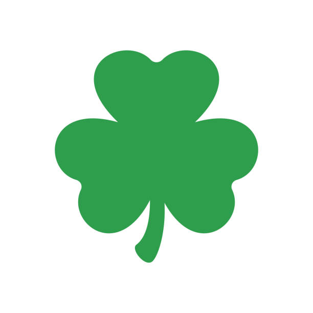 ilustraciones, imágenes clip art, dibujos animados e iconos de stock de trébol de tres hojas. icono de vector. día del st patricks. silueta de trébol. - trébol