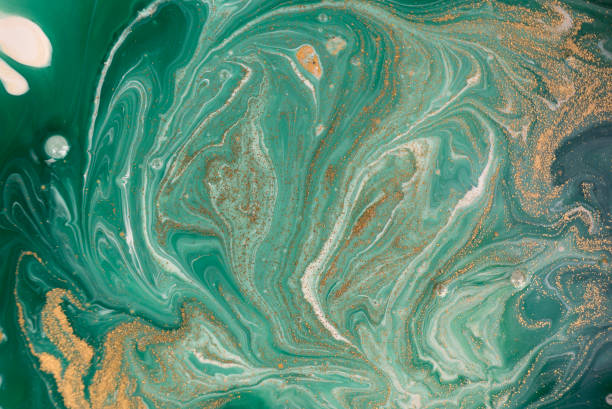 istock Marble abstract acrylic background. Nature green marbling artwork texture. Golden glitter. 913246140