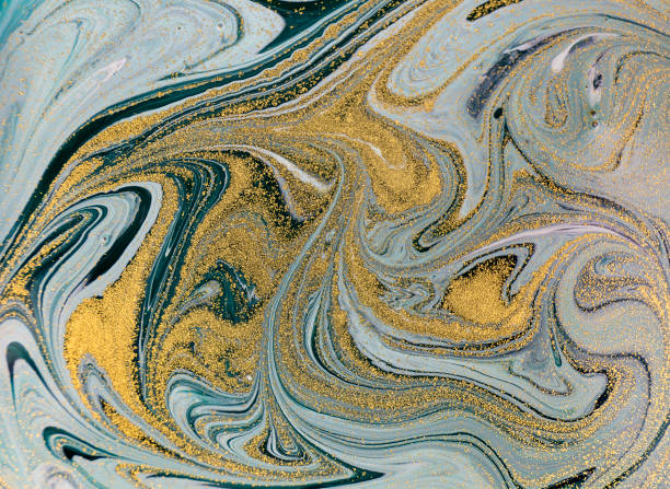 istock Marble abstract acrylic background. Nature green marbling artwork texture. Golden glitter. 913246150