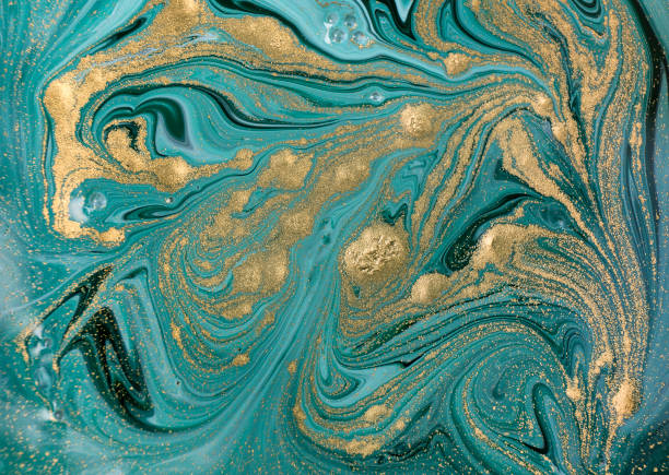 istock Marble abstract acrylic background. Nature green marbling artwork texture. Golden glitter. 913246200
