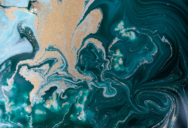 istock Marble abstract acrylic background. Blue marbling artwork texture. Golden glitter. 913246224