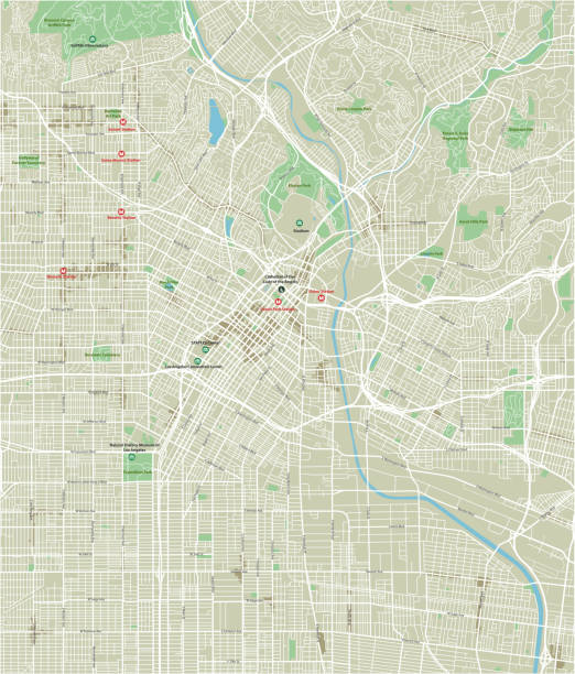 Vector city map of Los Angeles with well organized separated layers. Vector city map of Los Angeles with well organized separated layers. hollywood california stock illustrations