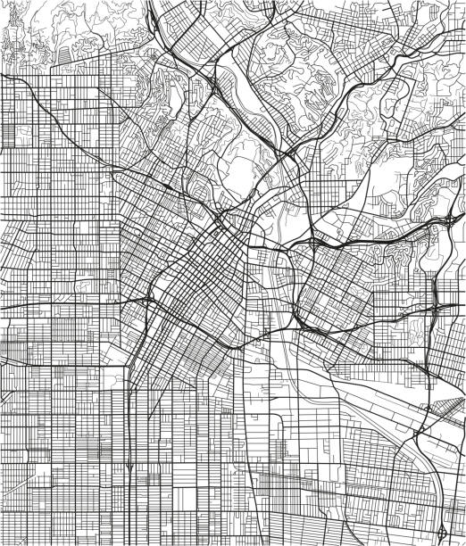 Black and white vector city map of Los Angeles with well organized separated layers. Black and white vector city map of Los Angeles with well organized separated layers. los angeles stock illustrations