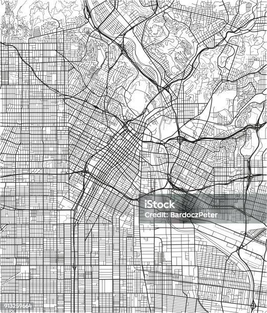 Black And White Vector City Map Of Los Angeles With Well Organized Separated Layers Stock Illustration - Download Image Now