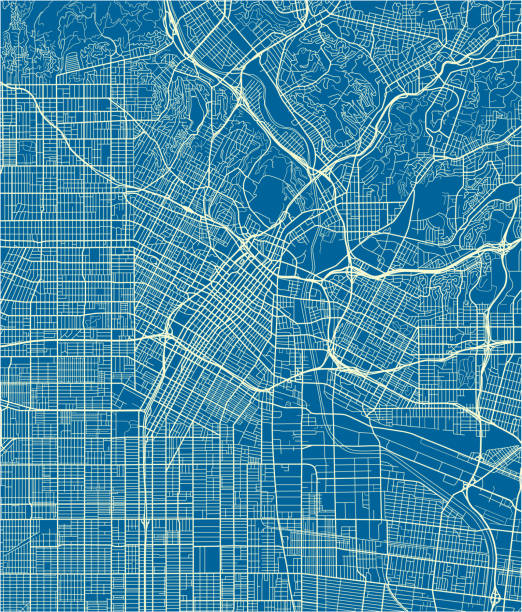 Blue and White vector city map of Los Angeles with well organized separated layers. Blue and White vector city map of Los Angeles with well organized separated layers. los angeles stock illustrations