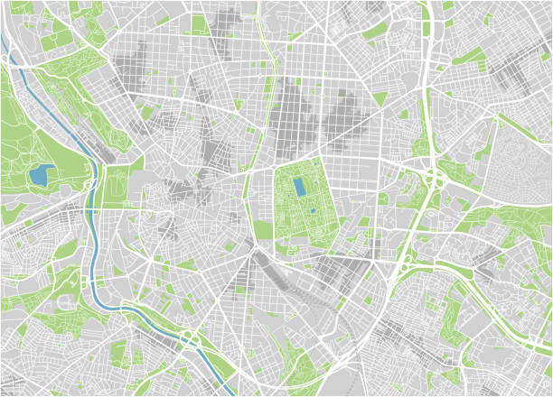 illustrations, cliparts, dessins animés et icônes de carte de ville de vecteur de madrid avec couches séparées bien organisés. - madrid