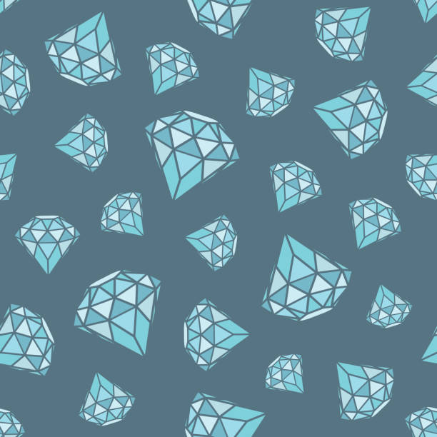 istock Seamless pattern of geometric blue diamonds on grey background. Trendy hipster crystals design. 913260280